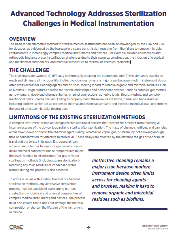 Advanced Technology Addresses Sterilization Challenges in Medical Instrumentation